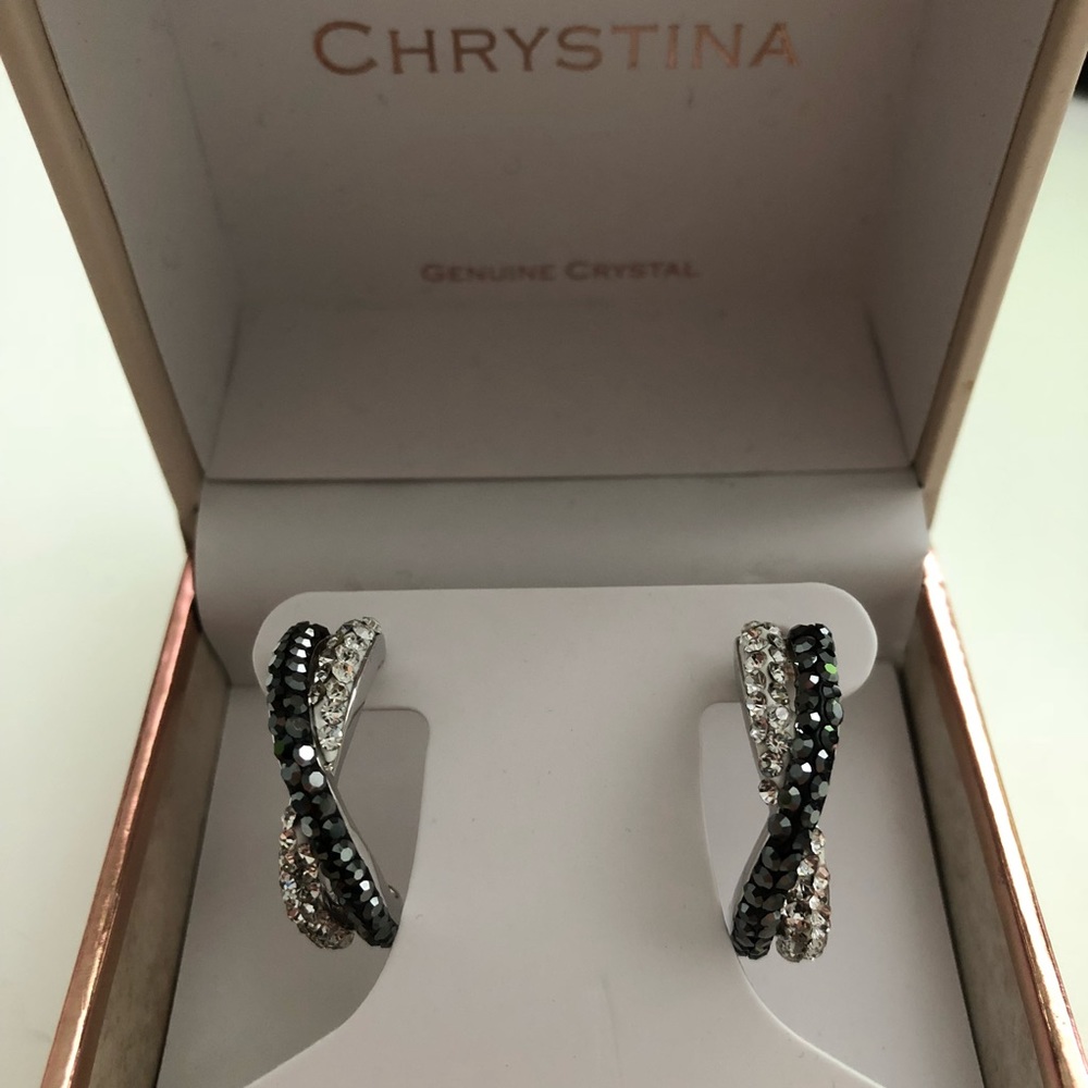 Chrystina genuine crystal hoop earrings